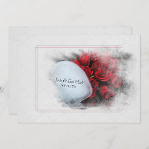 Invitation Vow Renouveau-mariages roses et coeur de glace