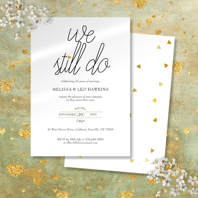 Invitation Vow Renouveau Nous Faisons Toujours Chic Gold Love (Vow Renewal We Still Do Chic Gold Love Heart Invitation)