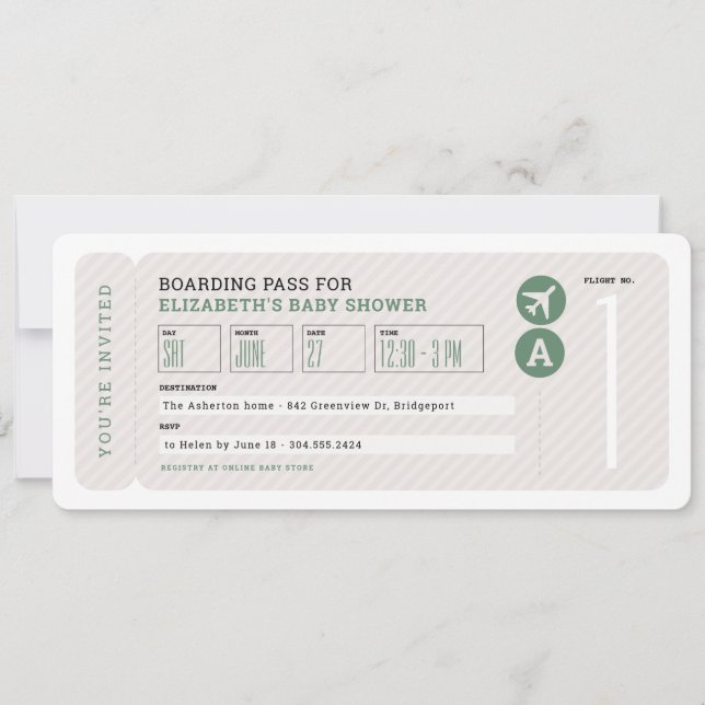 Invitation Voyage avion thème de voyage baby shower neutre (Devant)