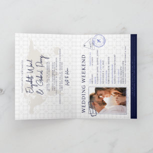 Invitation Voyage bleu Passeport Destination Mariage