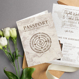 Invitation Voyage Croisière Passport Destination Mariage