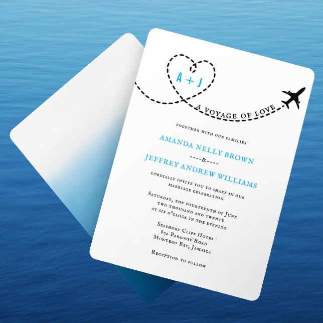 Invitation Voyage d'amour avion Route de destination Mariage (Créateur téléchargé)