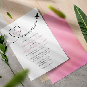 Invitation Voyage d'amour avion Route de destination Mariage
