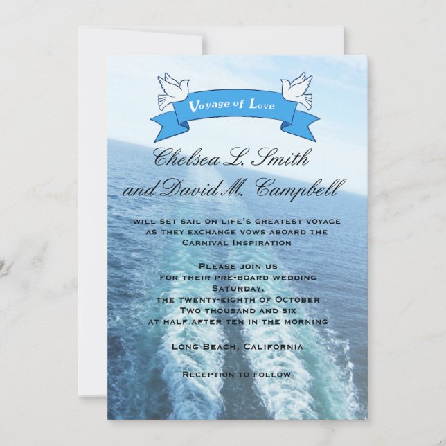 Invitation Voyage d'amour|Croisière/Destination de mariage (Devant)