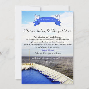 Invitation Voyage d'amour   Mariage de destination de bateau 