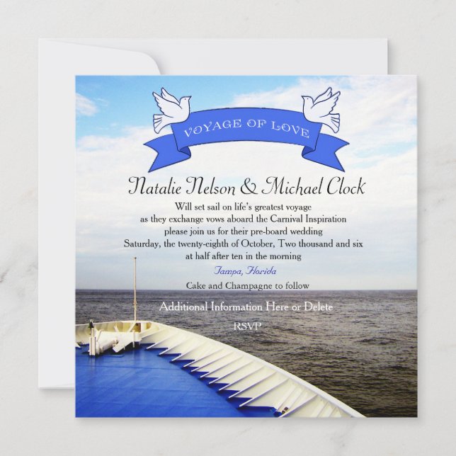 Invitation Voyage d'amour | Mariage sur un paquebot/de destin (Devant)