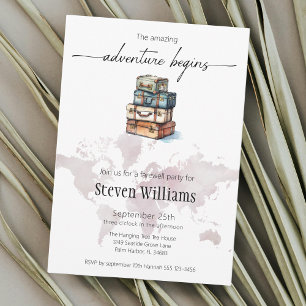 Invitation Voyage de fête d'adieu le monde de l'aventure comm