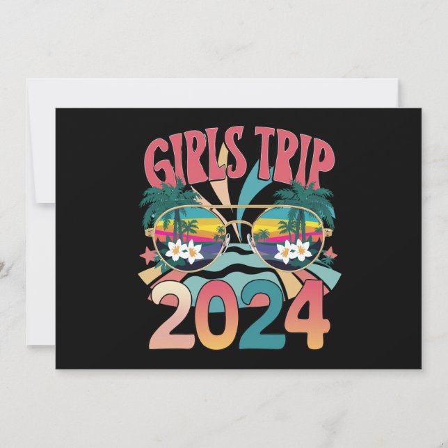 Invitation Voyage de filles Groovy 2024 Week-end Été Plage  (Devant)