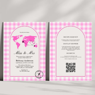 Invitation Voyage de Miss à Mrs  Gingham Enterrement de Vie d