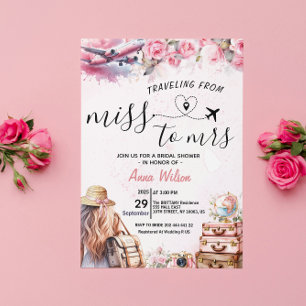Invitation Voyage de Miss à Mrs Shower de Fiançailles
