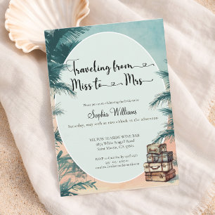 Invitation Voyage de Miss à Mrs shower tropical de mariage