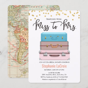 Invitation Voyage de Mlle à Mme Fête des mariées Invitati