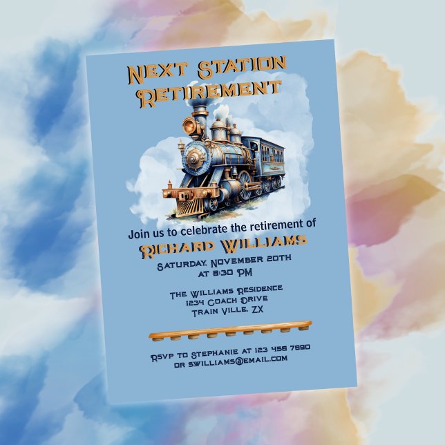 Invitation Voyage de retraite en train à la gare suivante (Créateur téléchargé)