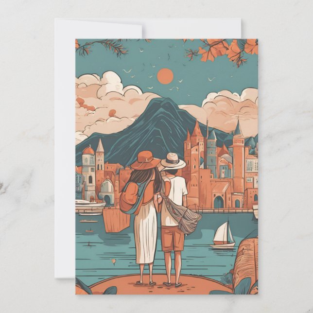 Invitation voyage destination mariage enregistrer la date (Devant)
