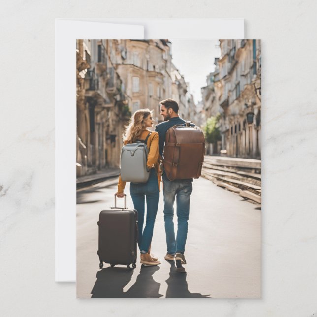 Invitation voyage destination mariage enregistrer la date (Devant)