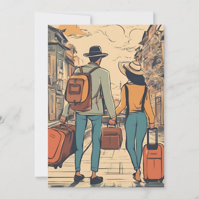 Invitation voyage destination mariage enregistrer la date (Devant)