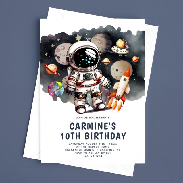 Invitation Voyage en fusée d'astronaute 10e anniversaire (Créateur téléchargé)