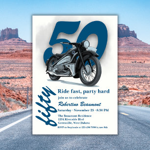 Invitation Voyage Moto Classique Conduite Rapide 50e Annivers