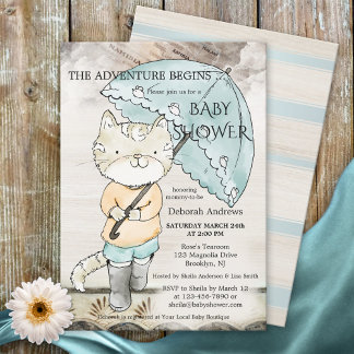 Invitation Voyage Thématique Cute Kitty Baby shower Invitatio