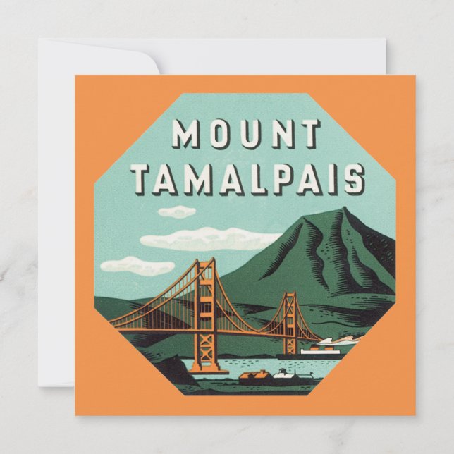 Invitation Voyage Vintage, Montagne Tamalpais ou Mont Tam (Devant)