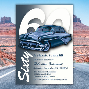 Invitation Voyage Voiture Bleue Classique Célébre son 60e Ann
