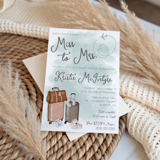 Invitation Voyager de Miss à Mrs. Bagages Modernes (Créateur téléchargé)