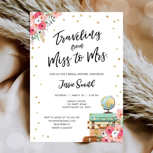 Invitation Voyager de Mlle à Mme Aventure Fête des mariées (Créateur téléchargé)