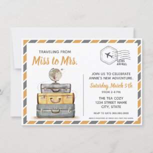 Invitation Voyager de Mlle à Mme Fête des mariées Grey