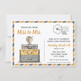 Invitation Voyager de Mlle à Mme Fête des mariées Grey