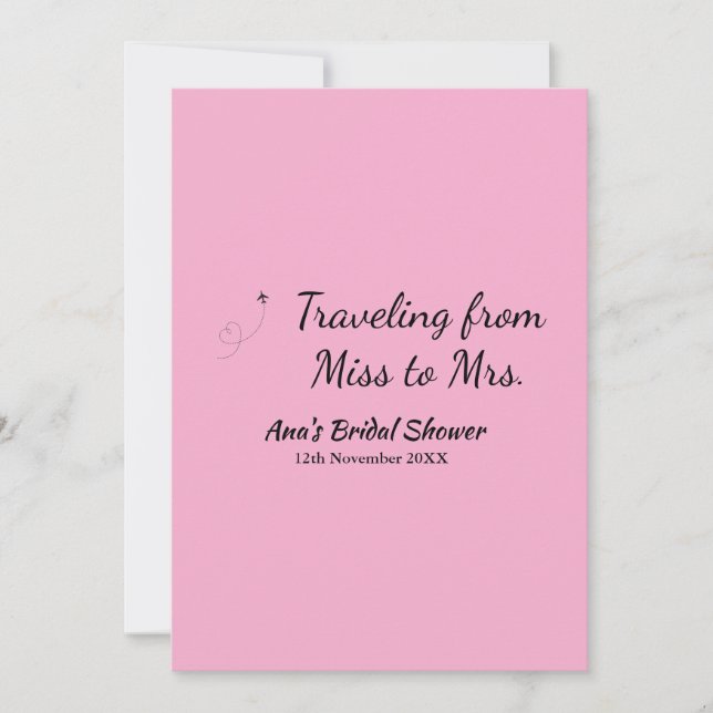 Invitation Voyager douche nuptiale ajouter nom date de manque (Devant)