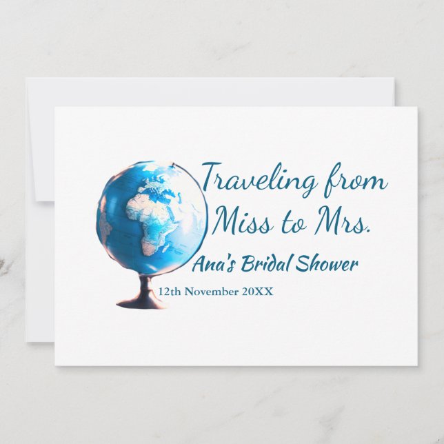 Invitation Voyager douche nuptiale ajouter nom date de manque (Devant)
