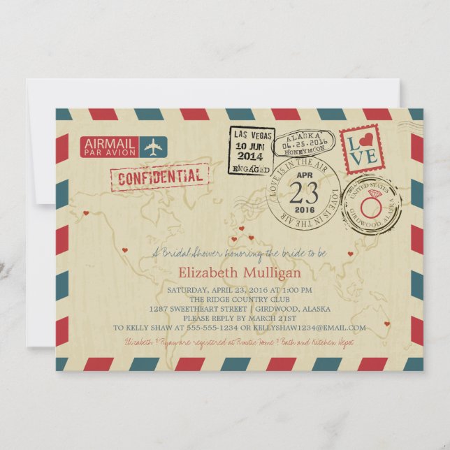Invitation Voyageur mondial de l'Alaska | Fête des mariées (Devant)