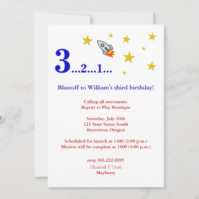 Invitation Voyez-moi sur la Lune pour mon anniversaire (Devant)