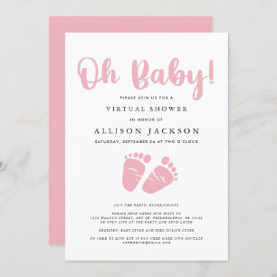 Invitation Vraiment Oh Baby Girl Shower Pink Baby Feed Simple