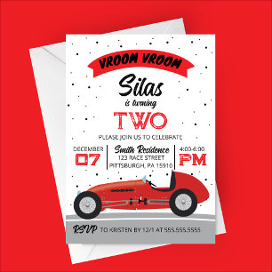 Invitation Vroom Vroom Antique Race Car Anniversaire Fête
