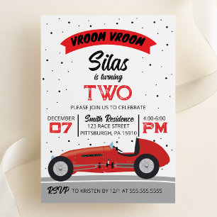 Invitation Vroom Vroom Antique Race Car Anniversaire Fête