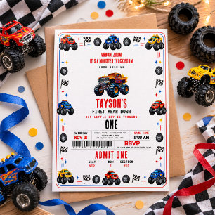 Invitation Vroom Zoom Monster Truck Boom Fête de 1er Annive