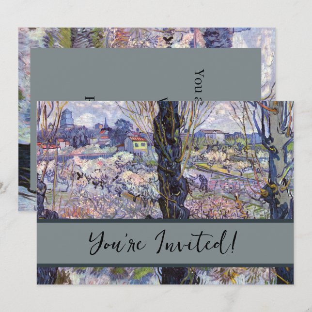 Invitation Vue de Arles Jardin en fleurs de Van Gogh (Devant / Derrière)