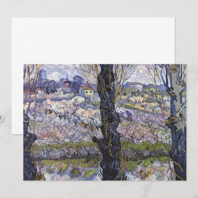 Invitation Vue de Arles, vergers en fleurs de Van Gogh (Devant / Derrière)