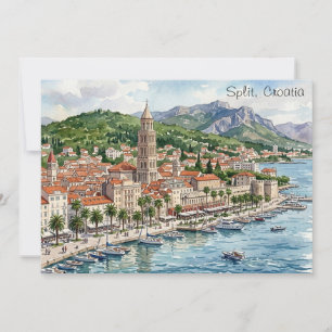Invitation Vue de l'art aquarelle des Balkans Split Croatie D
