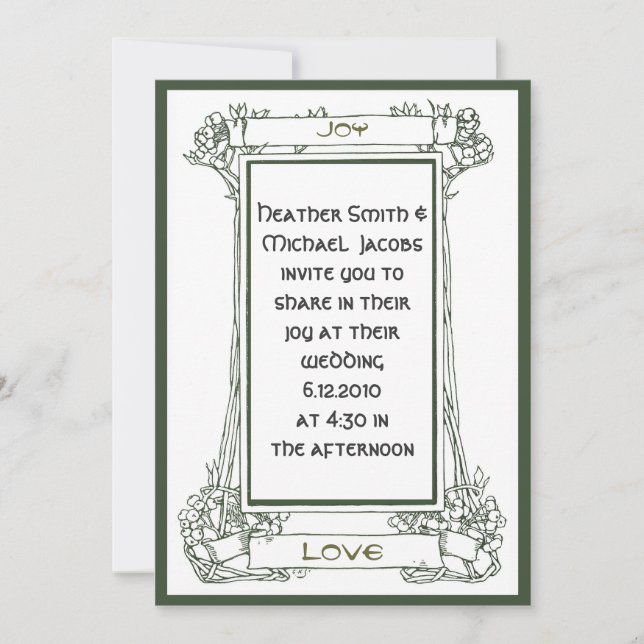 Invitation Vue de Nouveau d'art avec des vignes et des baies (Devant)