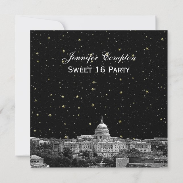 Invitation Vue de Washington DC sous les étoiles Etch DIY SQ  (Devant)