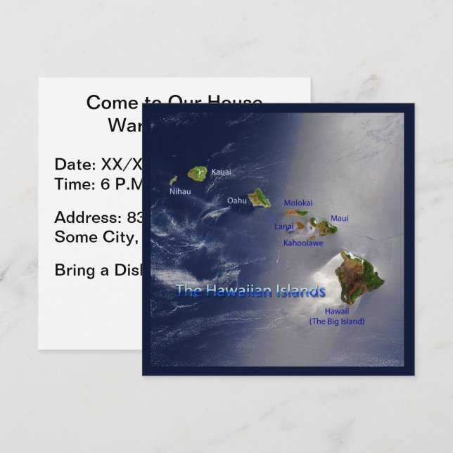 Invitation Vue des îles hawaïennes (Devant / Derrière)