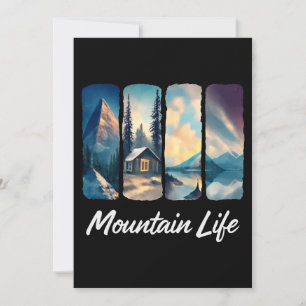 Invitation Vue sur la montagne avec Cabine forestier et lac