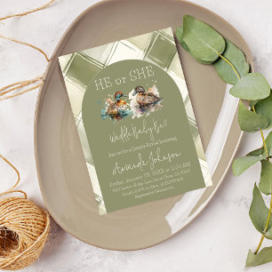 Invitation Waddle It Be Green Mallard Duck Révélation de genr