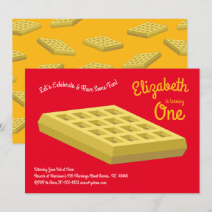Invitation Waffle Cute Breakfast Brunch Enfants 1er Anniversa