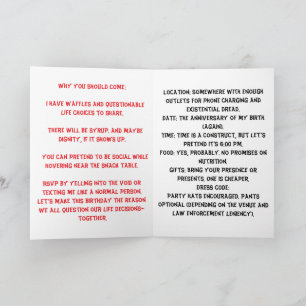 Invitation Waffle Thème satirique Anniversaire Bash
