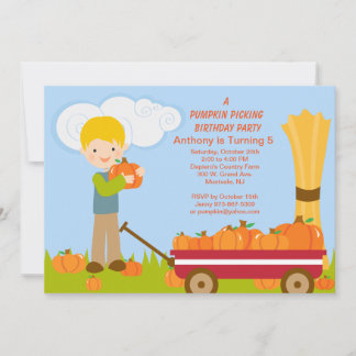 Invitation Wagon Citrouille Picking Anniversaire Fête Invitat