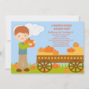 Invitation Wagon Citrouille Picking Anniversaire Fête Invitat