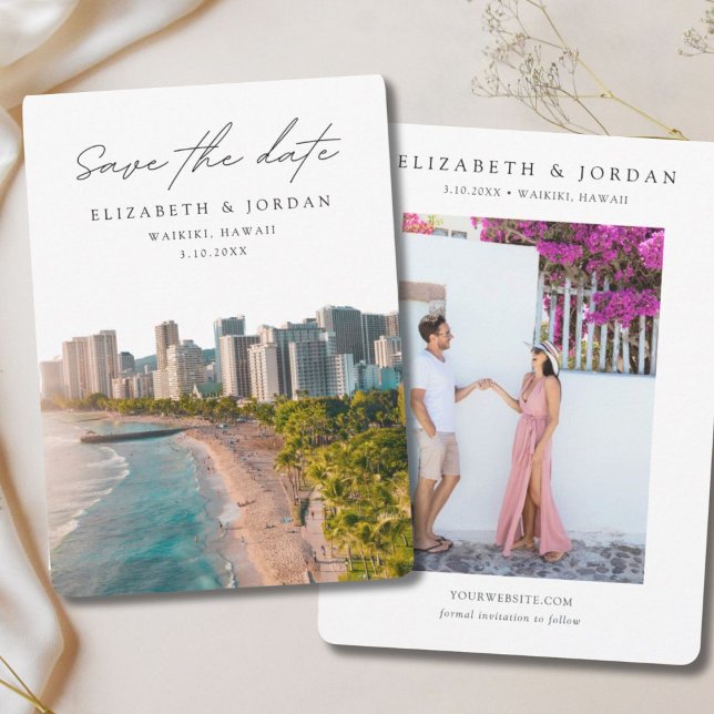 Invitation Waikiki Enregistrer la date Hawaii Mariage (Waikiki Save the Date Hawaii Wedding Invitation
)